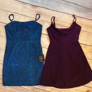 Lulus Blue and Purple Glitter Dress Bundle